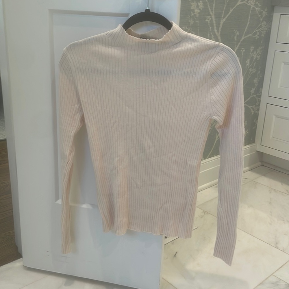 Mock turtleneck ribbed sweater